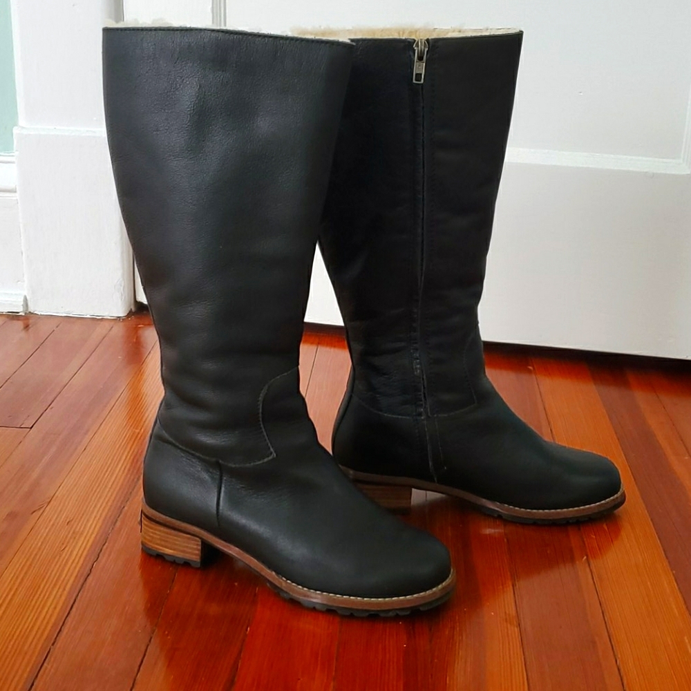 Ugg Broome II 39 (8) tall black leather boots